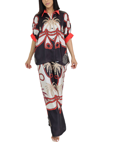 Hi-Lo Printed Blouse
