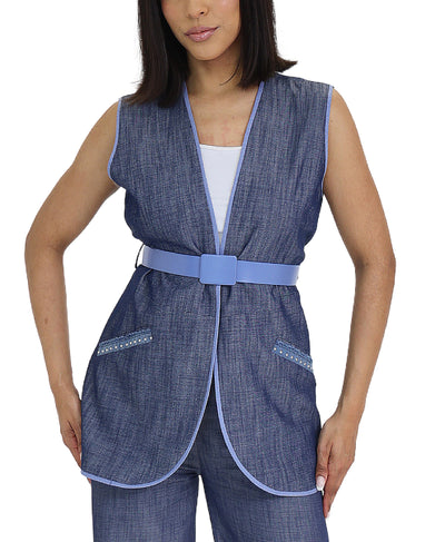 Denim Belted Vest