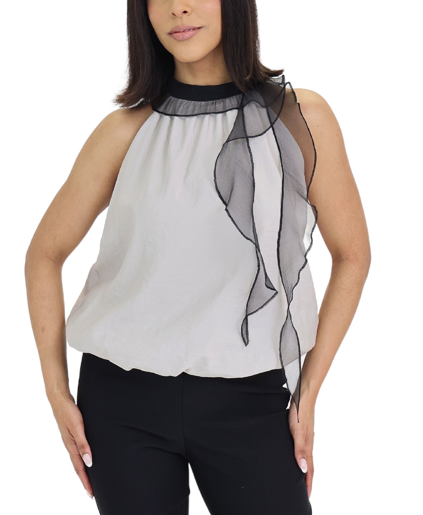 Bubble Hem Blouse w/ Tulle view 1