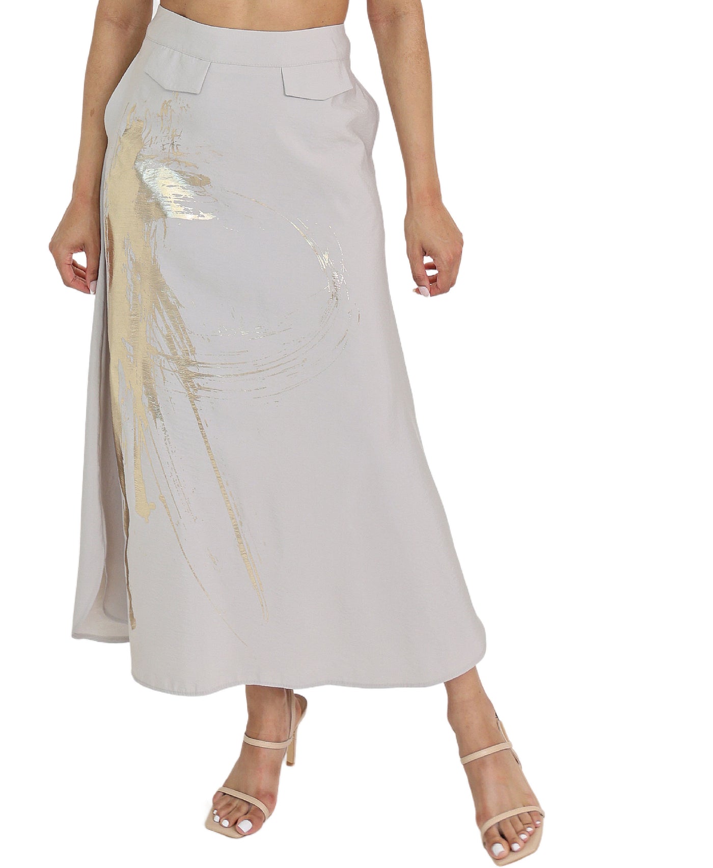 Foil Print Midi Skirt view 1