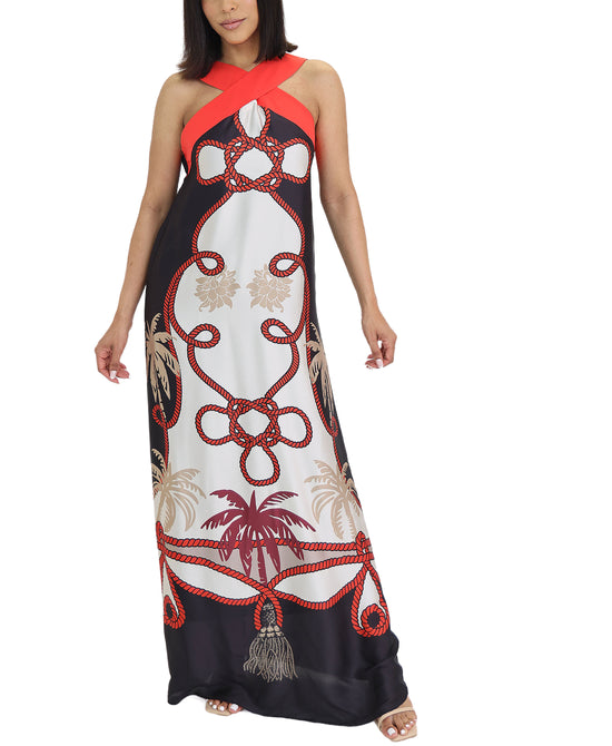 Printed Halter Maxi Dress view 