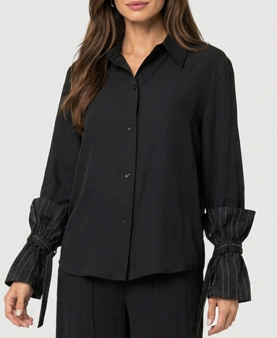 
Blouse w/ Sleeve Overlay Detail in BLACK view 1
