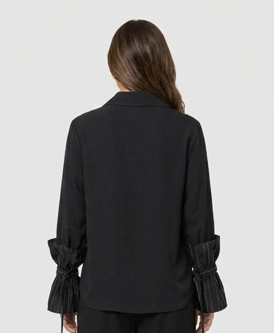 
Blouse w/ Sleeve Overlay Detail in BLACK view 2
