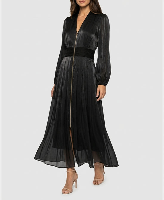 
Shiny Chiffon Maxi Dress in BLACK view 1