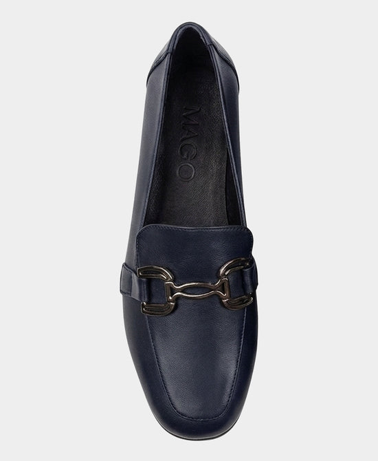 
Leather Metal Buckle Loafer in NAVY view 2