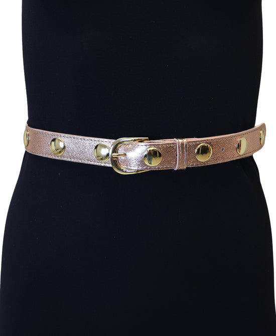 Metallic Leather Belt w/ Studs view 