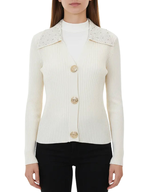 Knit Ribbed Top w/ Crystals view 