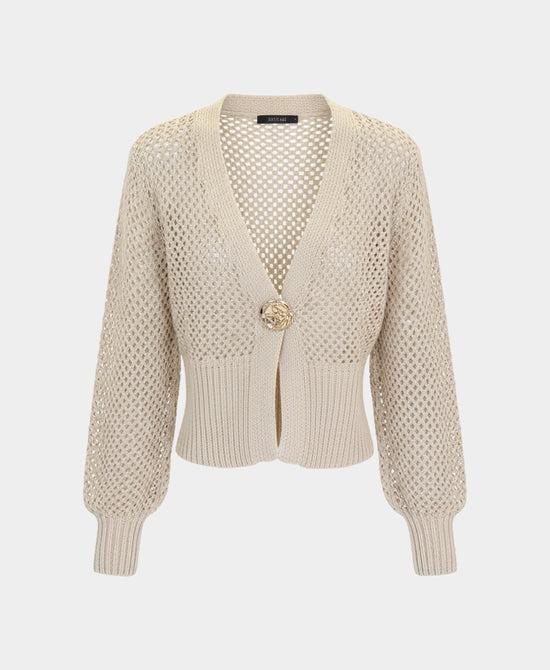 Knit Cardigan w/ Gold Button view 