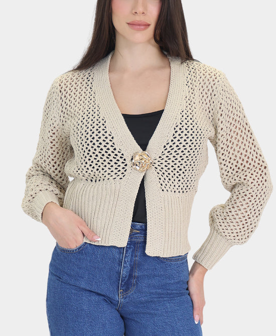 Knit Cardigan w/ Gold Button view 