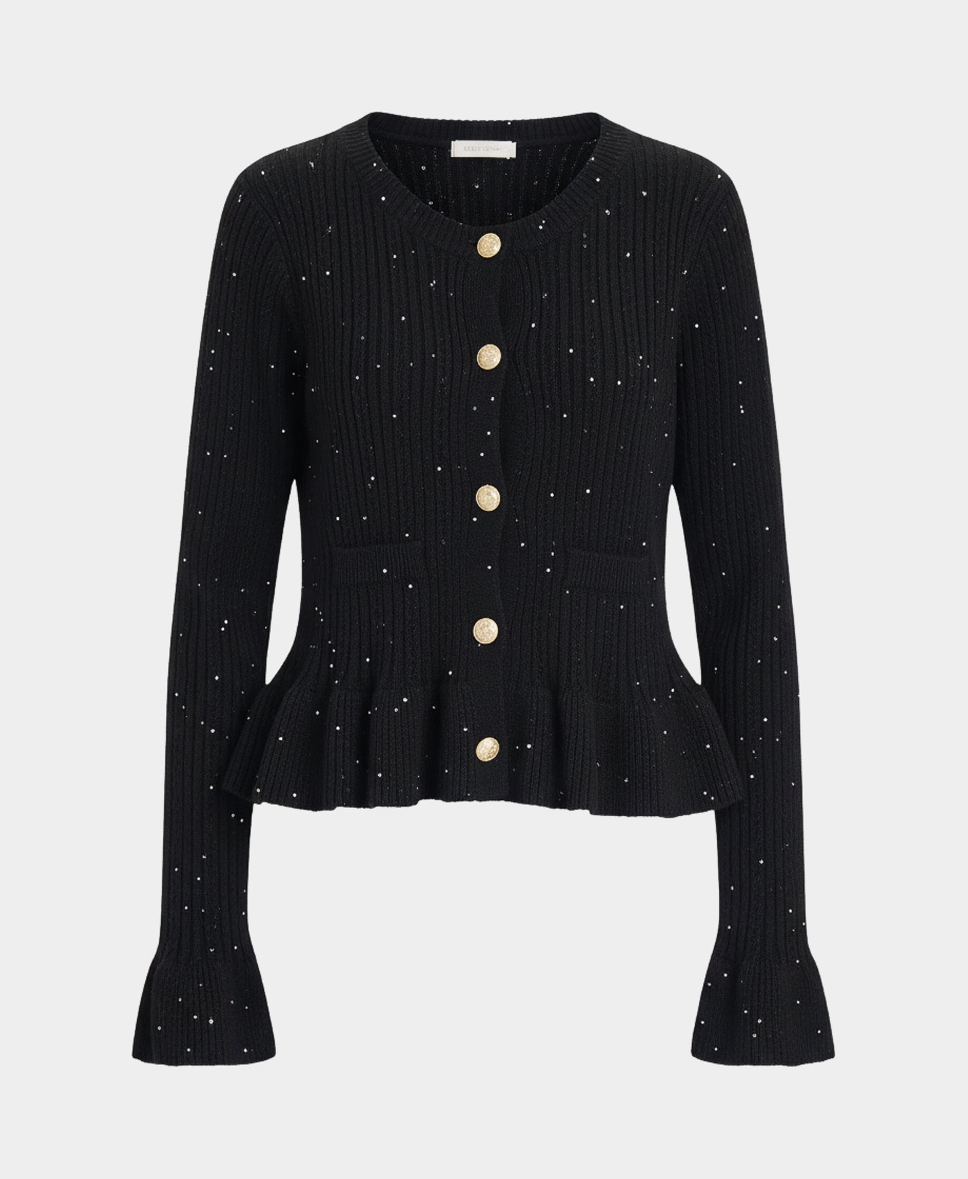 Knit Peplum Sweater w/ Sequins view 2