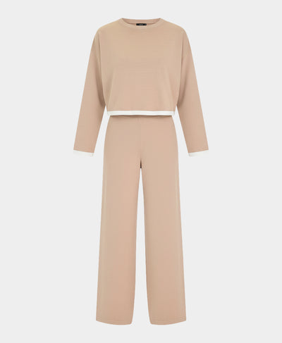 Contrast Knit Top & Pants Set- 2 Pc Set image 2