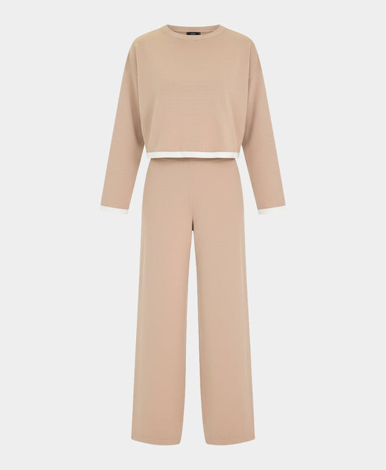 Contrast Knit Top & Pants Set- 2 Pc Set view 