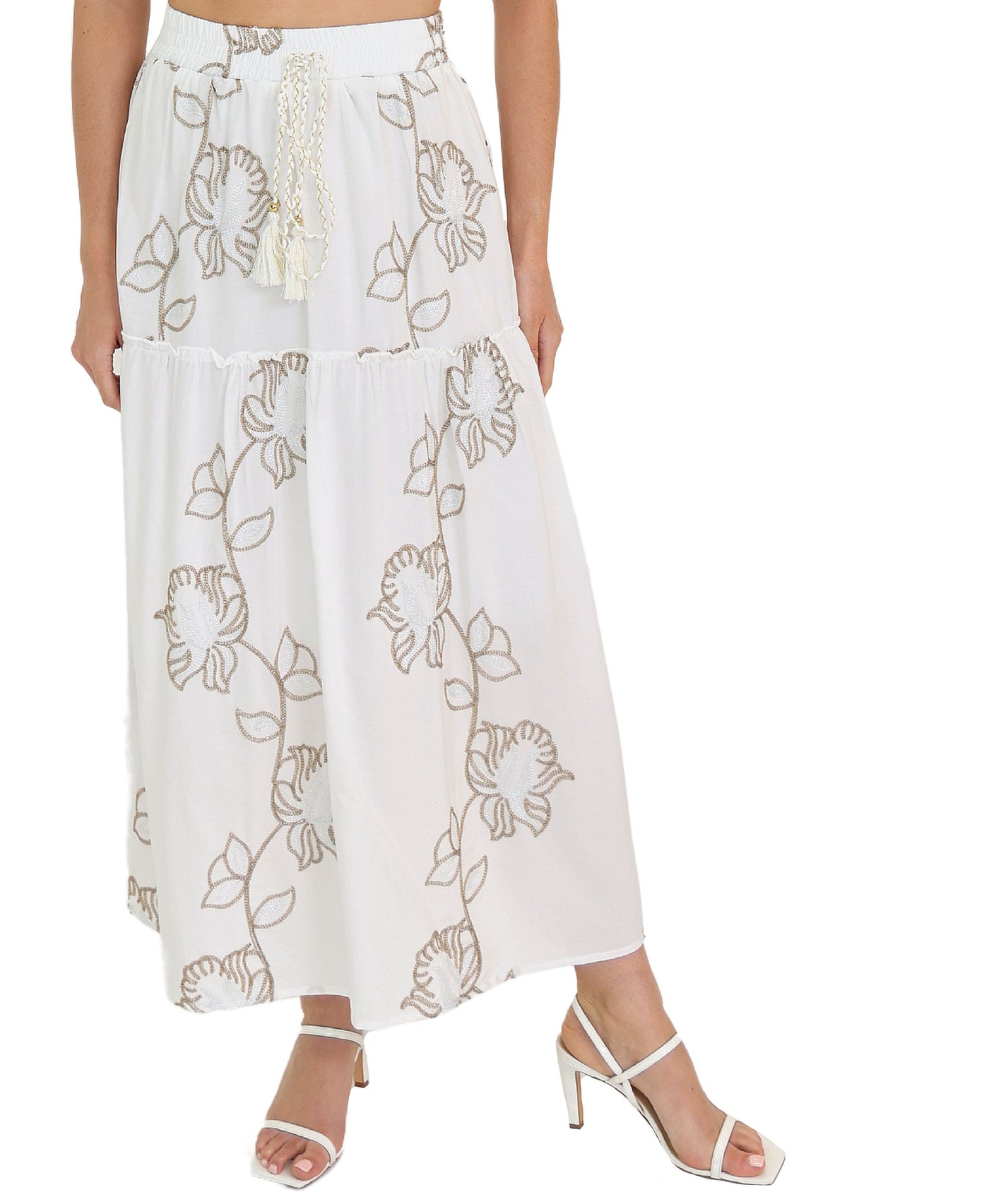 Embroidered Midi Skirt view 1