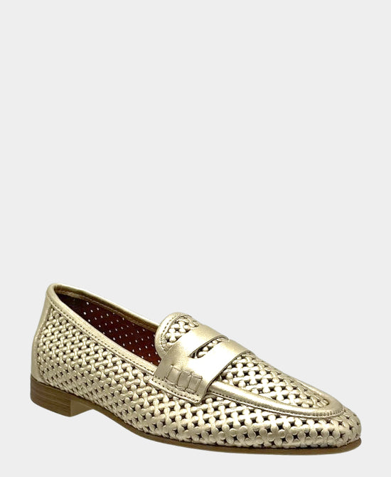 
Leather Woven Loafer in GOLD view 1