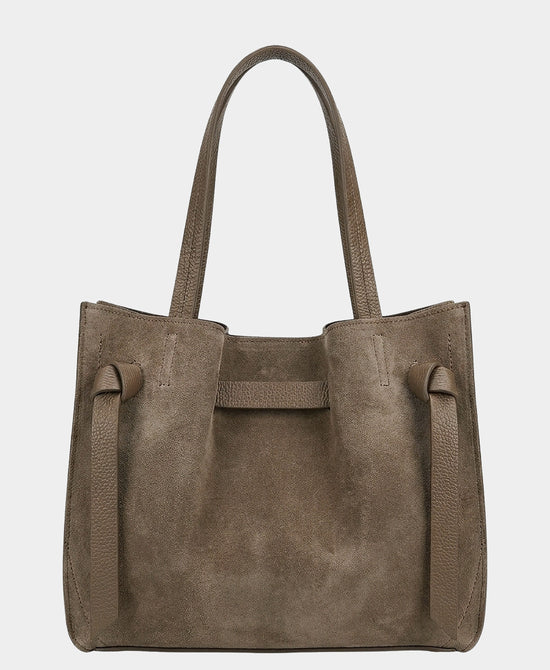 
Suede & Leather Handbag in DARK TAUPE view 2