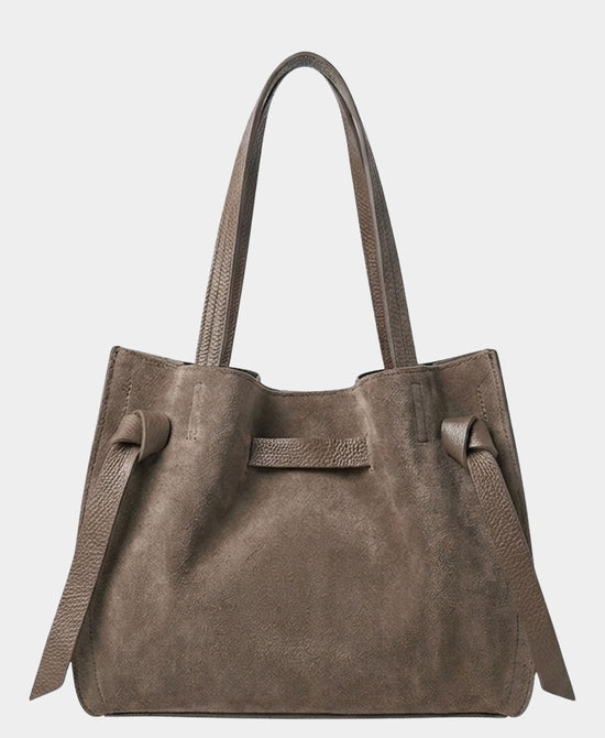 
Suede & Leather Handbag in DARK TAUPE view 1