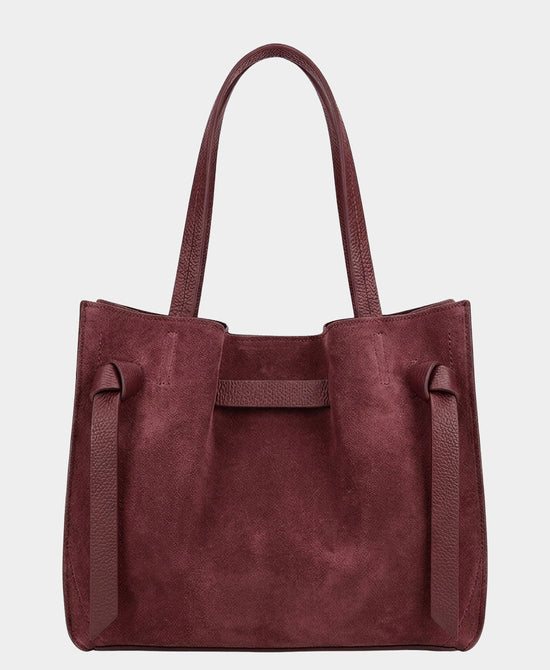 
Suede & Leather Handbag in BURGUNDY view 2
