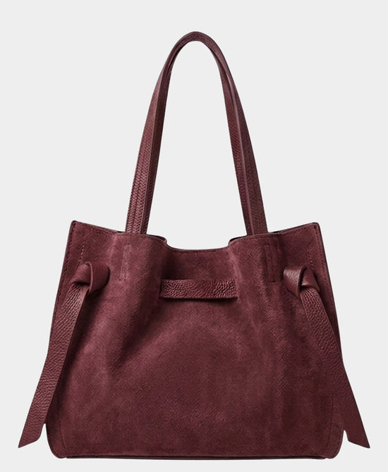 
Suede & Leather Handbag in BURGUNDY view 1