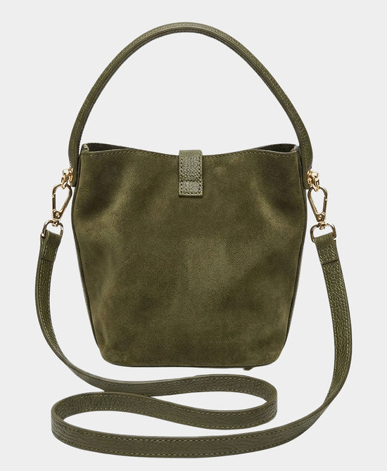 
Suede & Leather Bucket Bag in OLIVE view 2