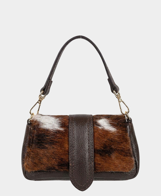 
Leather Animal Print Shoulder Bag in BROWN view 1