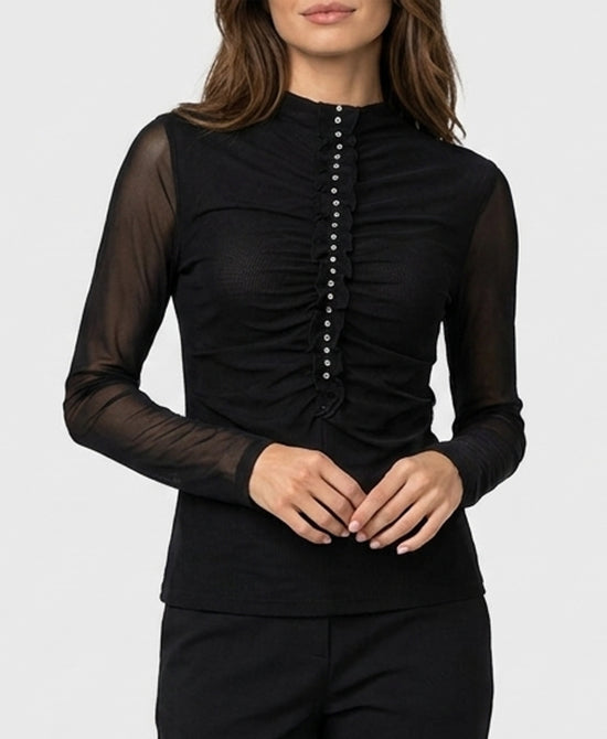 
Ruched Top w/ Rhinestones in BLACK view 1