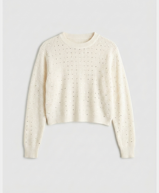 
Sweater w/ Rhinestones in IVORY view 2