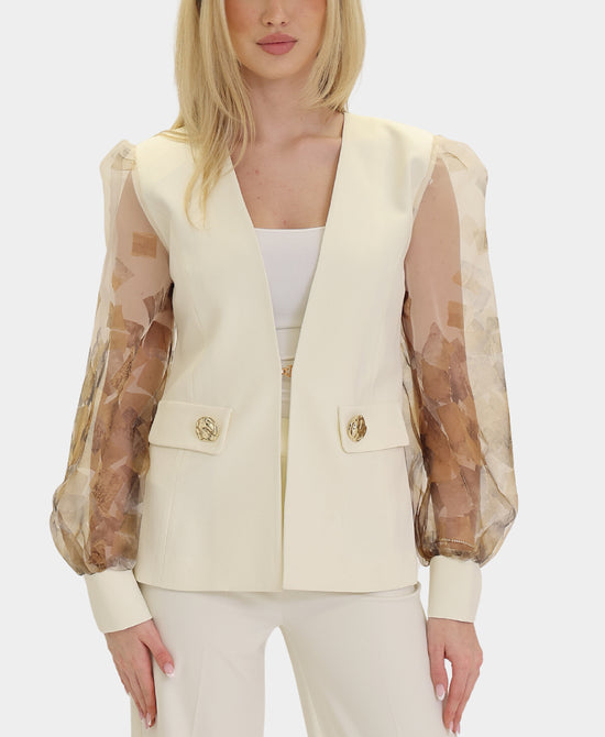 Blazer w/ Sheer Printed Sleeves view 1