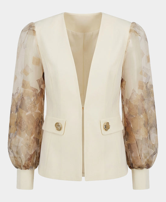 Blazer w/ Sheer Printed Sleeves view 2