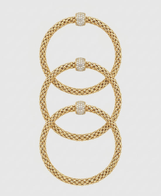 
Set Of 3 Mesh Elastic Bracelets w/ Crystals in GOLD view 2