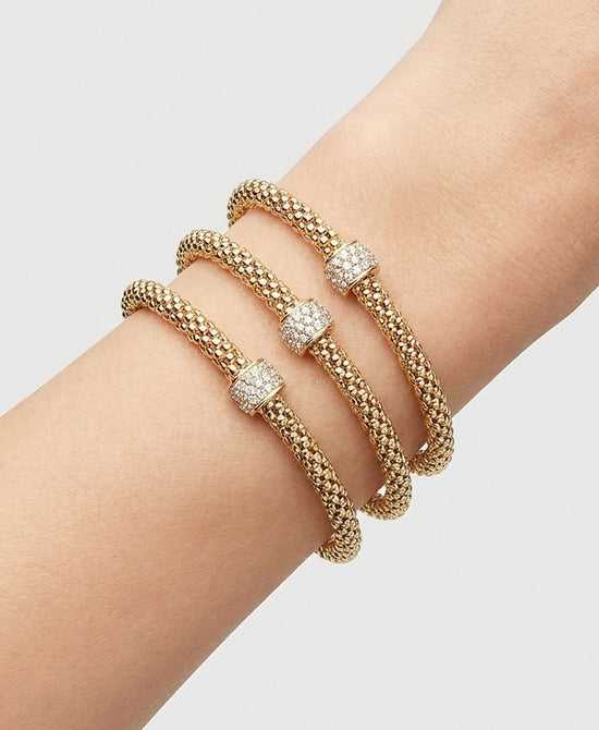 
Set Of 3 Mesh Elastic Bracelets w/ Crystals in GOLD view 1