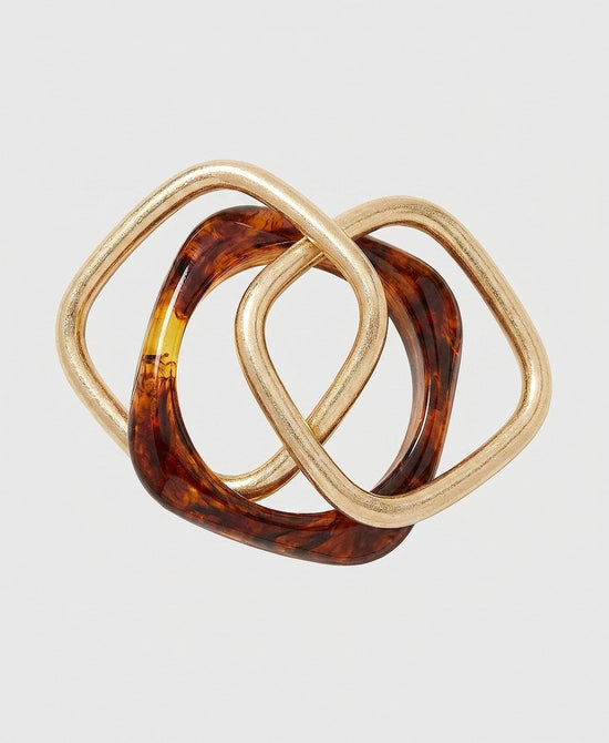 
Set Of 3 Bangle Bracelets in GOLD/BROWN view 2