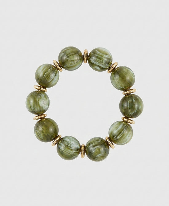 
Beaded Elastic Bracelet in OLIVE view 2