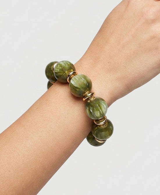
Beaded Elastic Bracelet in OLIVE view 1