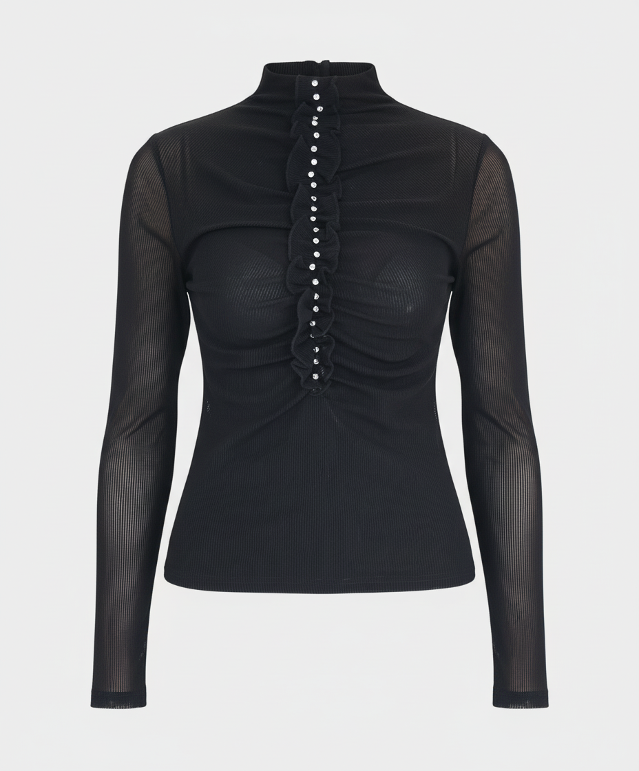 Mesh Ribbed Top w/ Rhinestones view 2