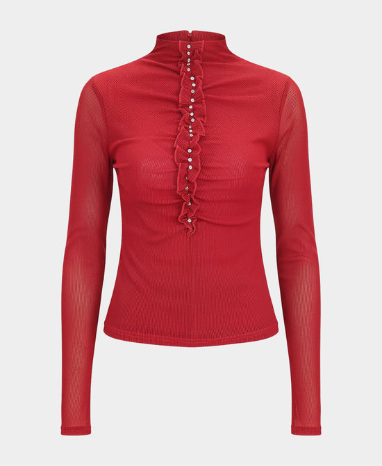 Mesh Ribbed Top w/ Rhinestones view 