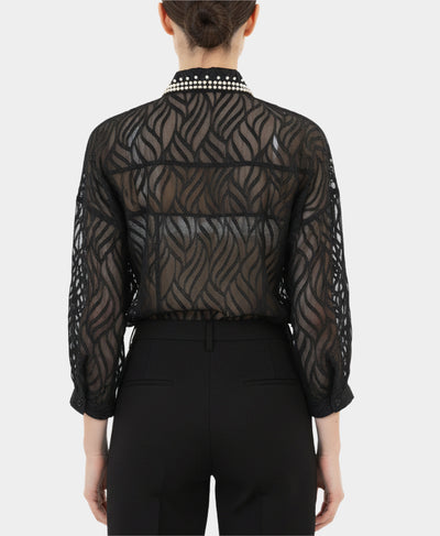 Burnout Blouse w/ Sequins & Pearls image 2