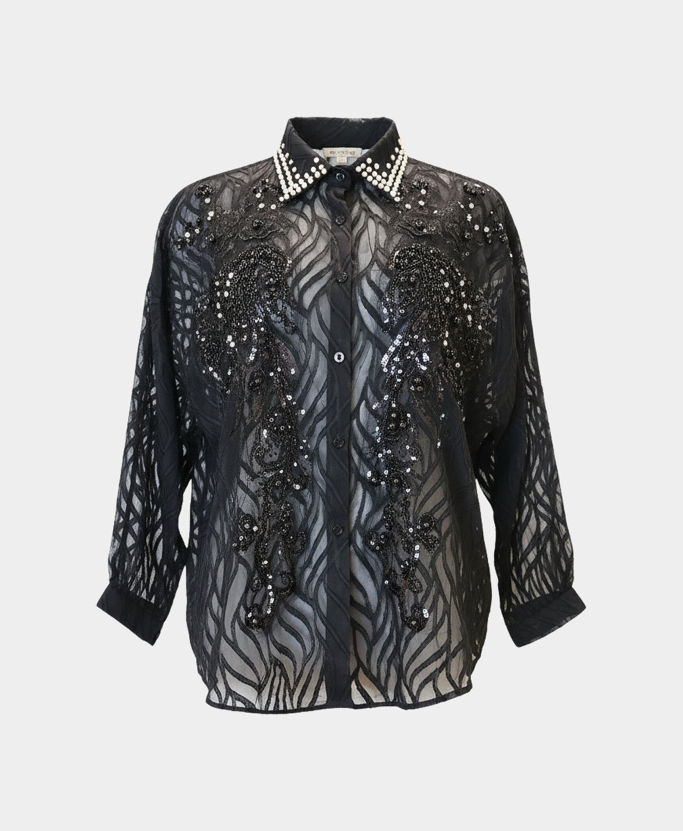 Burnout Blouse w/ Sequins & Pearls view 3