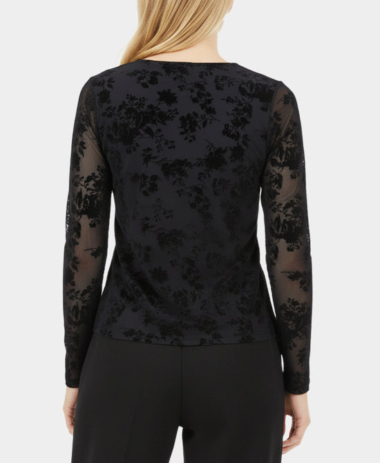 Velvet Floral Burnout Top view 