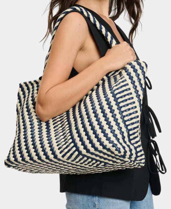 2in1 Mixed Media Woven Tote Bag view 2