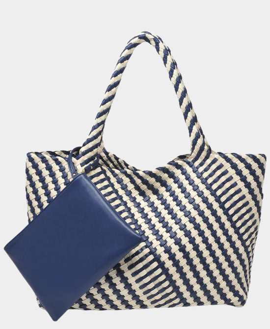 2in1 Mixed Media Woven Tote Bag view 1