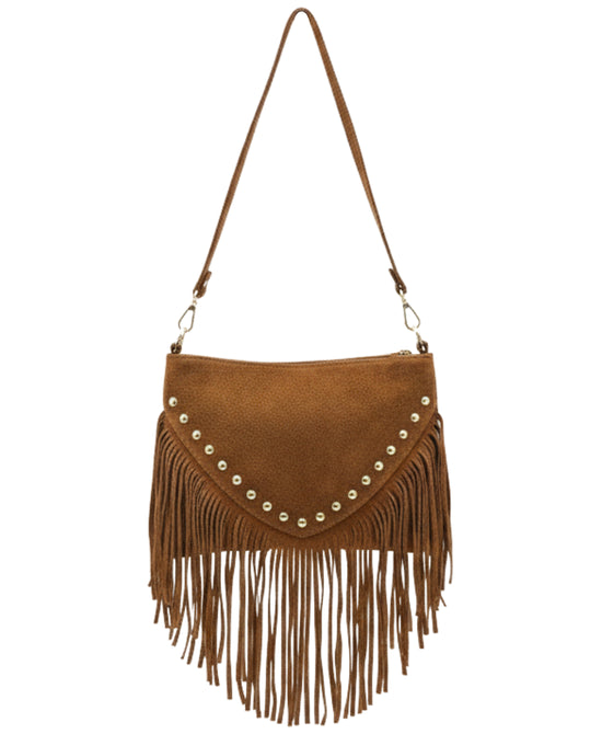 Suede Fringe Handbag w/ Studs view 