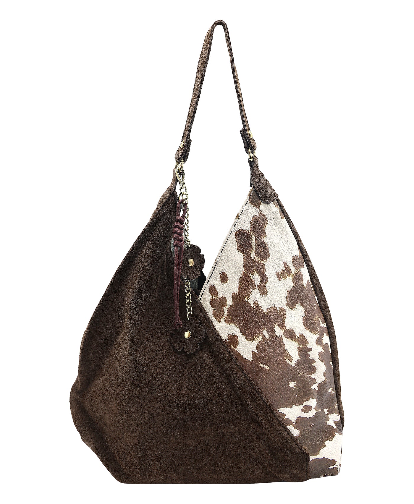 Leather & Suede Cow Print Shoulder Bag view 1