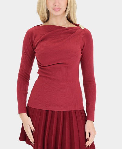 Ruched Sweater w/ Gold Hardware image 1