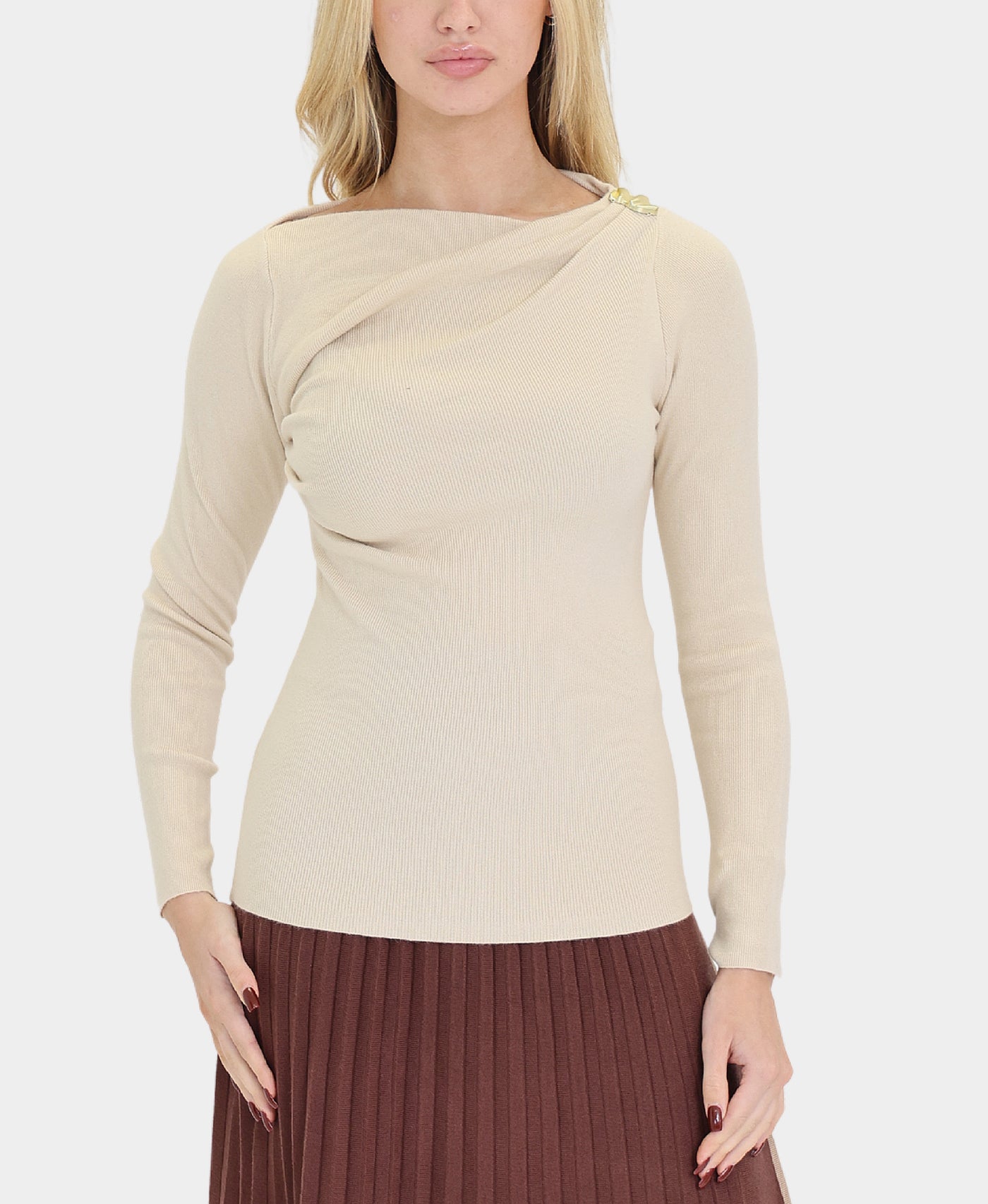 Ruched Sweater w/ Gold Hardware view 1