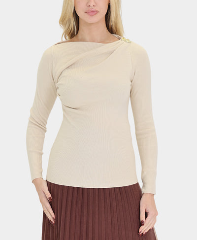 Ruched Sweater w/ Gold Hardware image 1