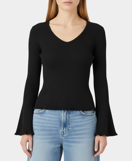 Ribbed Sweater w/ Bell Sleeves view 