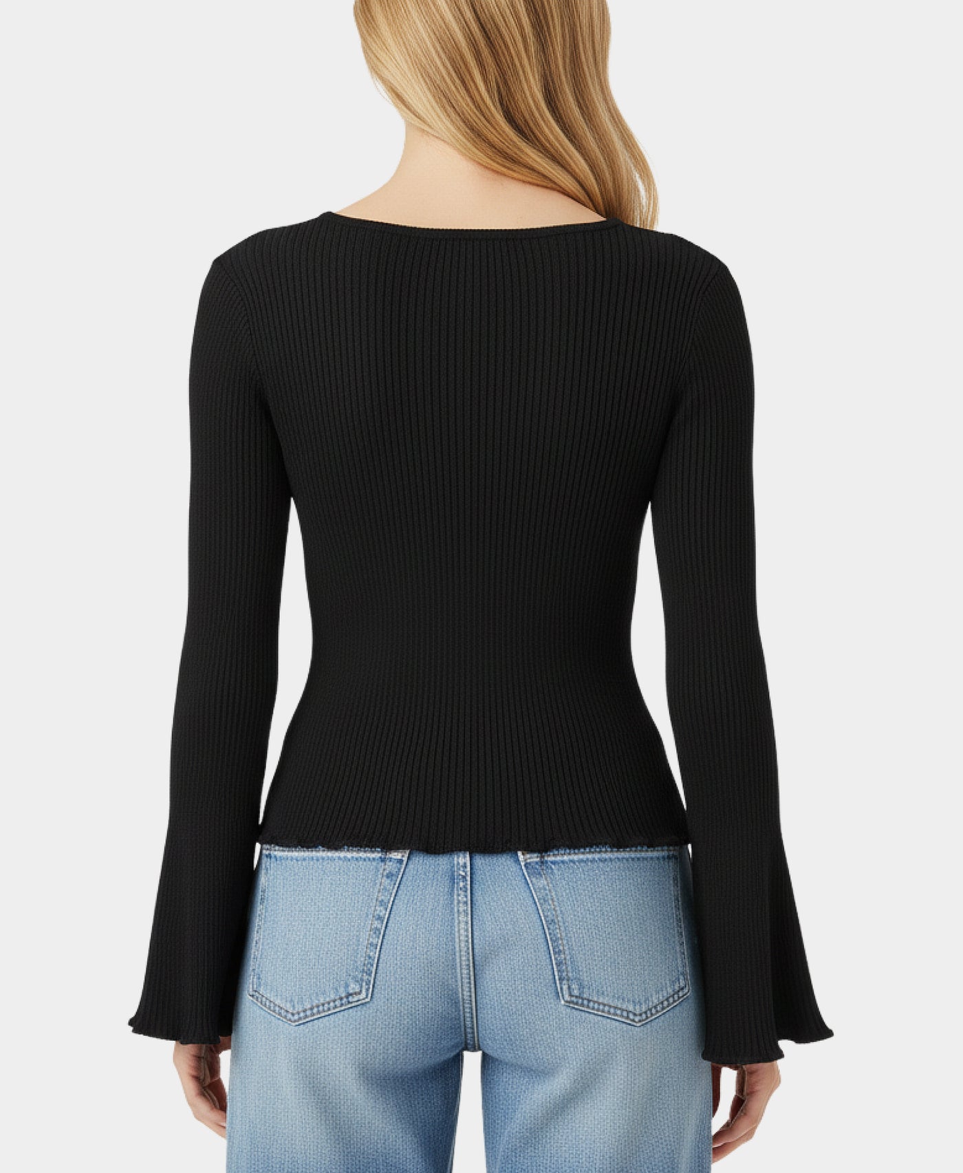 Ribbed Sweater w/ Bell Sleeves view 2