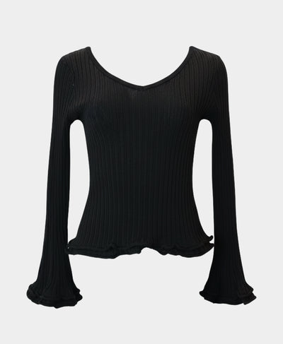 Ribbed Sweater w/ Bell Sleeves image 3