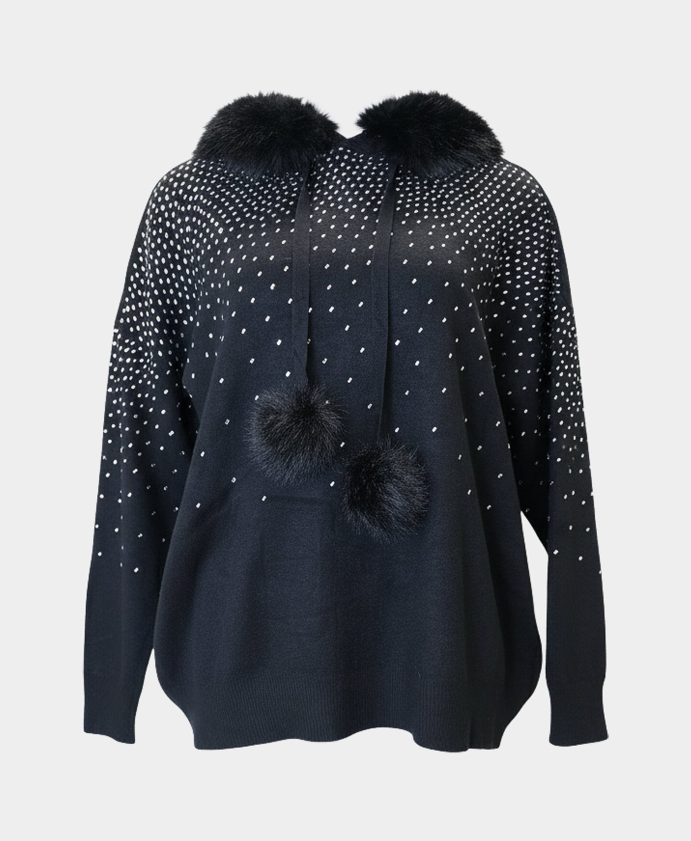 Crystal Accented Sweater w/ Faux Fur Trim Hood view 2