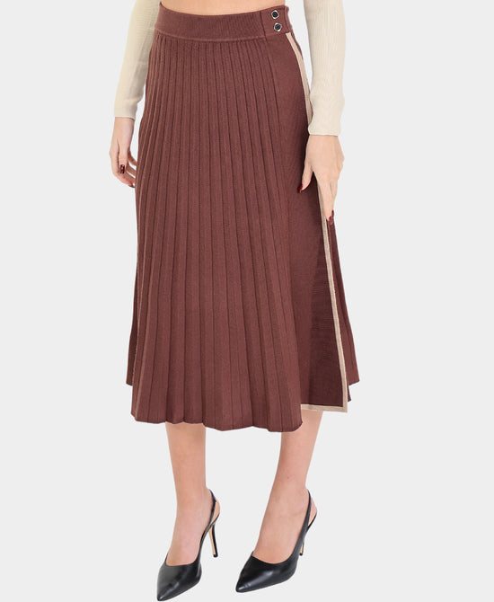 Knit Pleated Skirt w/ Contrast Stripe view 